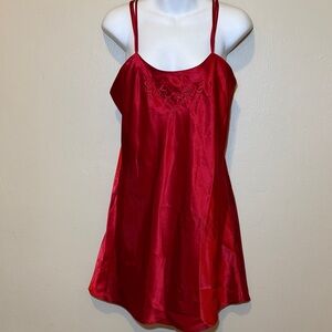 Kathy Ireland Red Satin Chemise